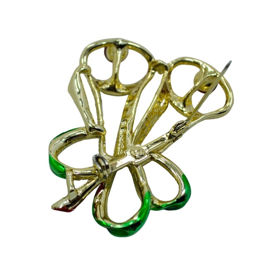 Vintage Gerry's Christmas Jingle Bells Brooch Pin, Gold Tone with Enamel Holiday - Picture 3 of 5